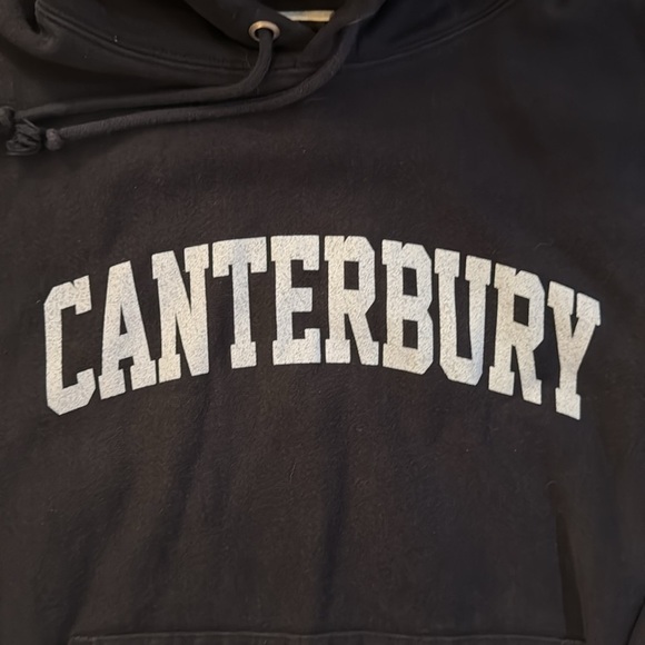 Champion Reverse Weave Canterbury Hoodie Pullover Navy/White Cotton Blend Medium - Picture 2 of 8